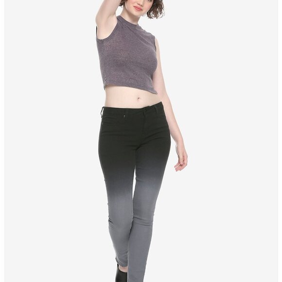 HT Denim Low-Rise Black Gray Ombre Skinny Denim Pants Size 11 Juniors - Picture 1 of 9